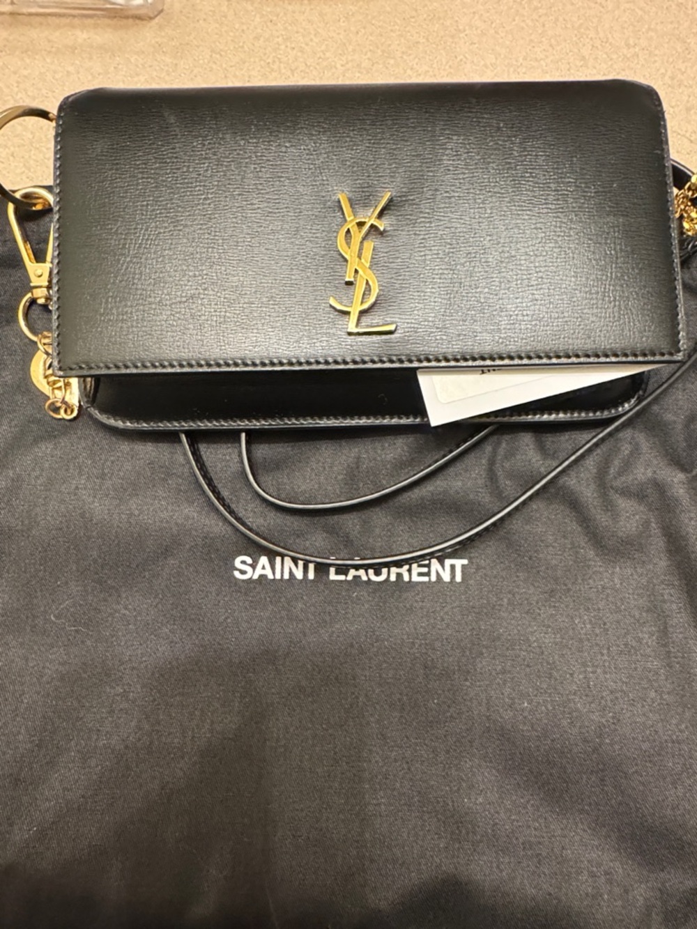 Saint Laurent Black Leather YSL Logo Crossbody with Gold Hardware - Picture 2 of 4